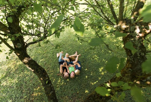 Wiese | © Franz Gerdl Kinder liegen auf Wiese von oben fotografiert